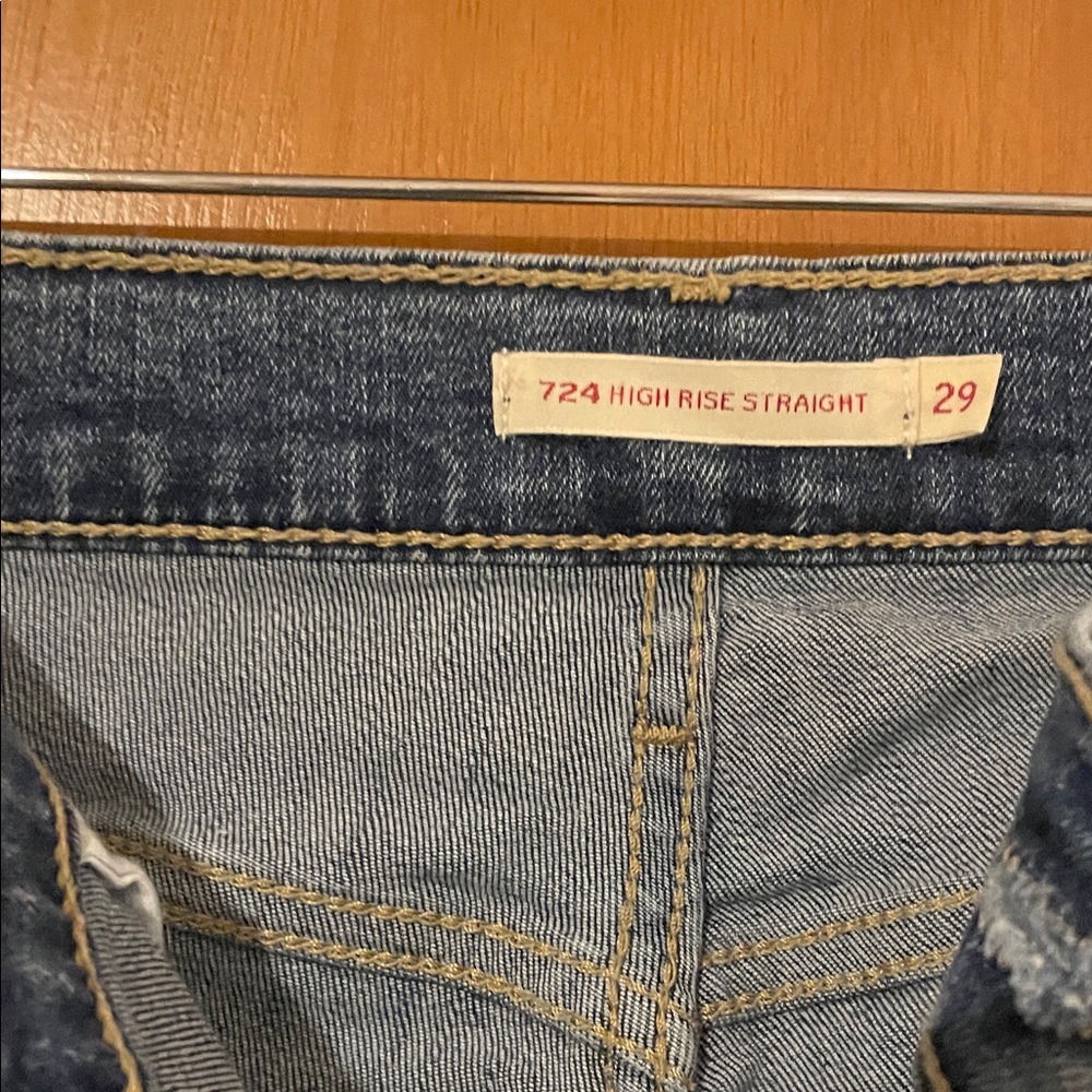 Levi's Blue High Rise Straight Ankle Jeans